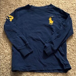 Polo by Ralph Lauren Kids' Blue Long Sleeve Tee with Yellow Logo